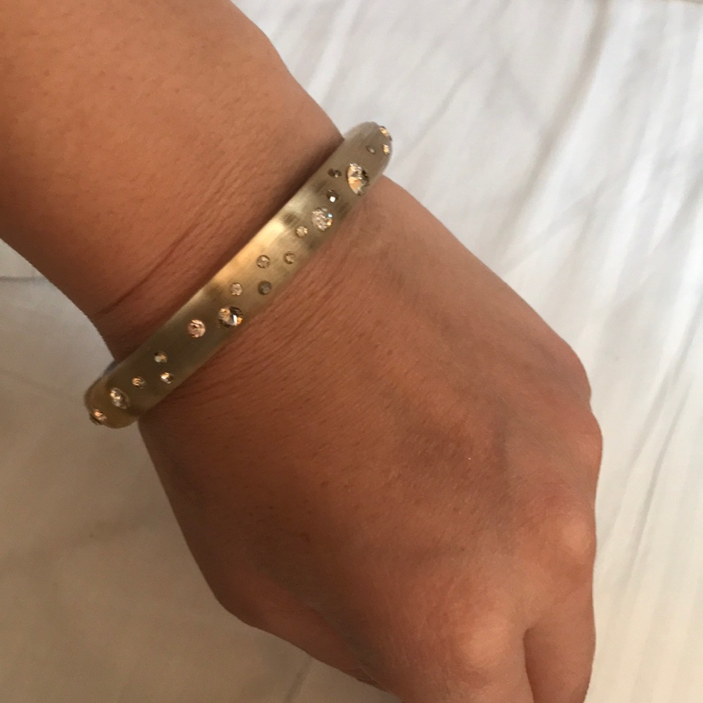 Alexis Bittar lucite & crystal hinged bangle bracelet